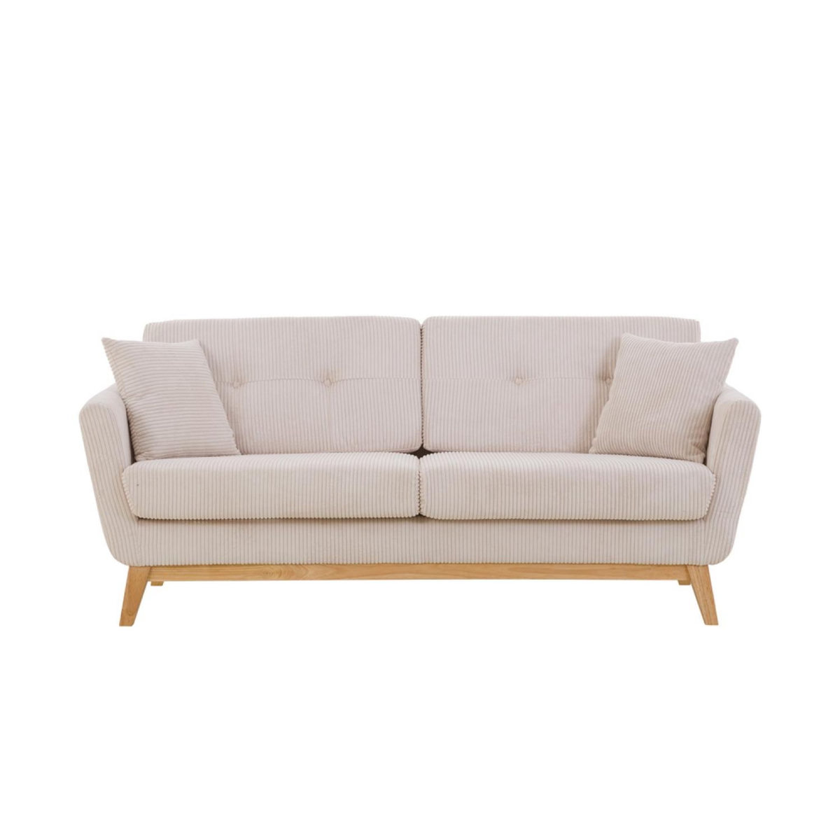 CONCEPT USINE Canapé scandinave 3 places velours côtelé beige HOGA