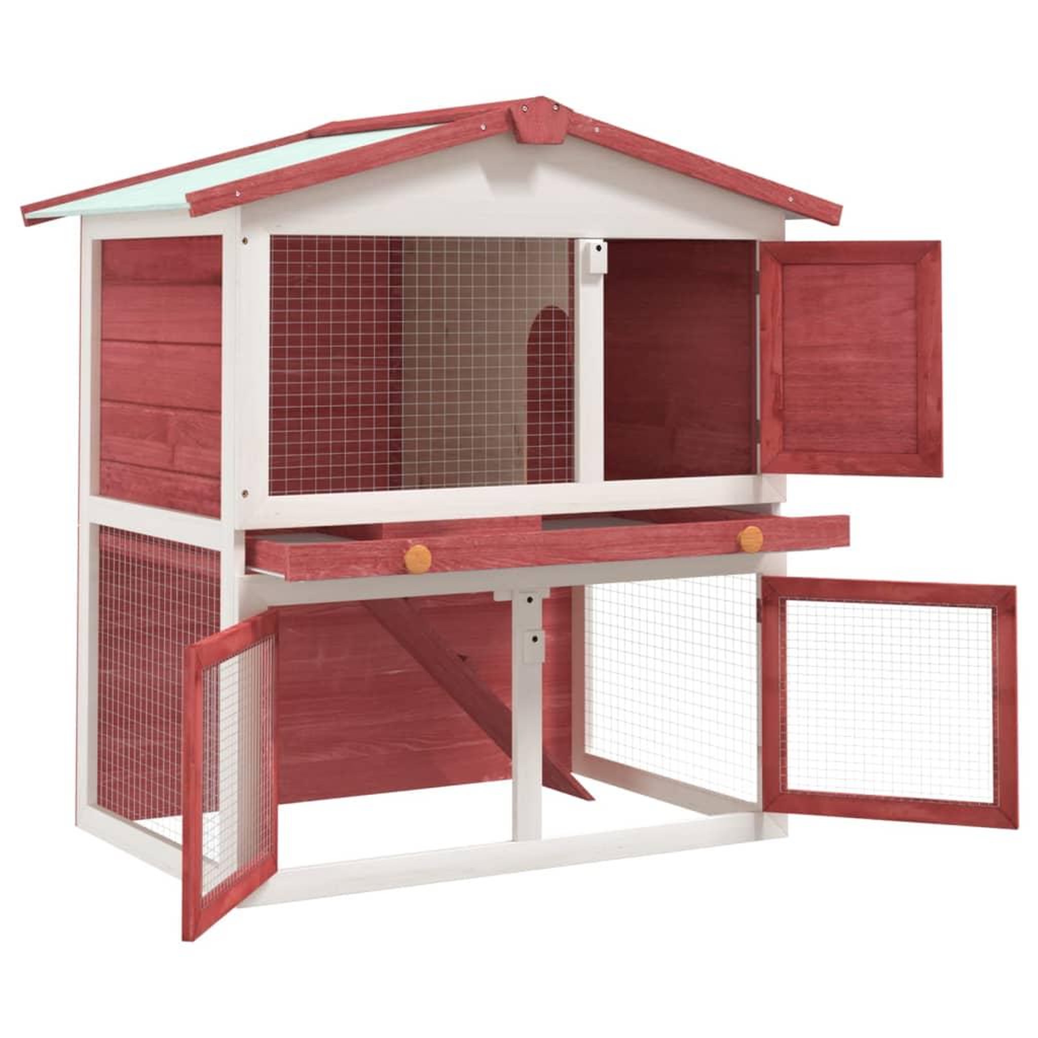 Voir la diapositive 3 : VIDAXL Clapier d'exterieur 3 portes Rouge Bois