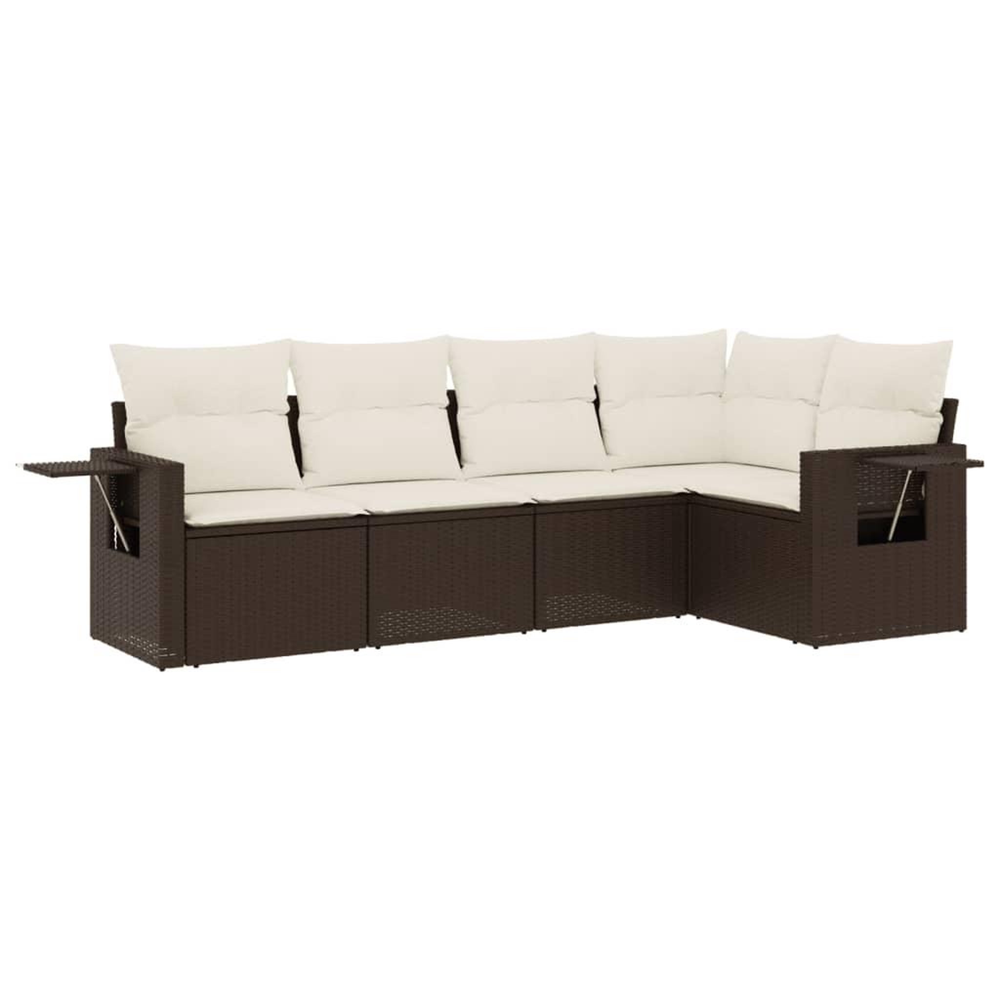 Voir la diapositive 2 : VIDAXL Salon de jardin avec coussins 5 pcs marron resine tressee