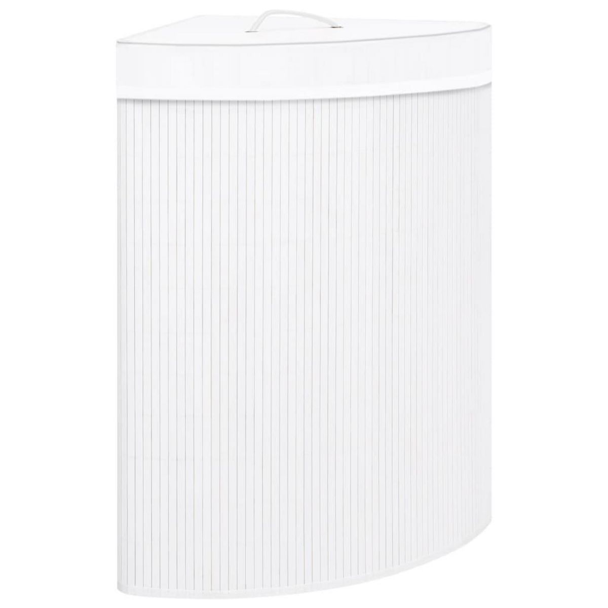 VIDAXL Panier a linge d'angle Bambou Blanc 60 L