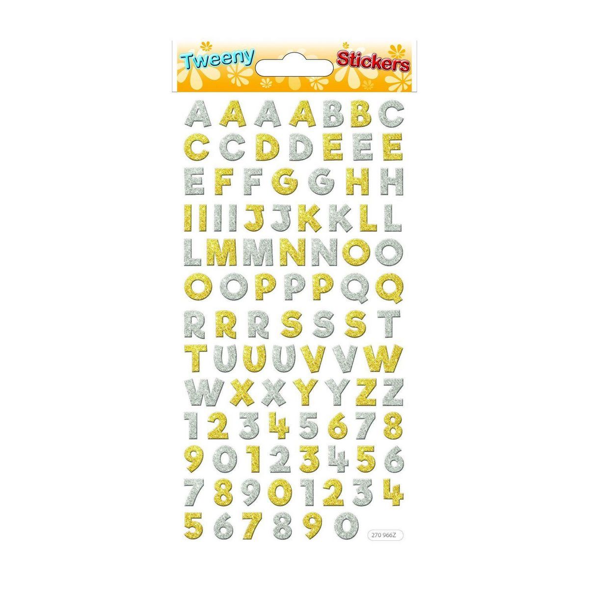 GLOBAL GIFT 95 Autocollants réutilisables - Relief 3D - Alphabet et chiffres - Paillettes dorées et argentées