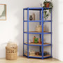 Voir la diapositive 1 : VIDAXL Etagere d'angle a 5 niveaux Bleu Acier et bois d'ingenierie