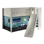 Paris Prix Lit Enfant Toboggan & Tente  Scott Police  90x200cm Blanc