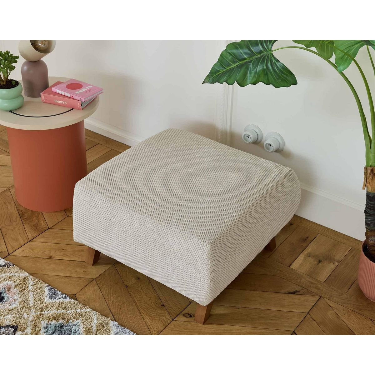 BEST MOBILIER Cristal - pouf modulable - 65 cm - en velours texturé