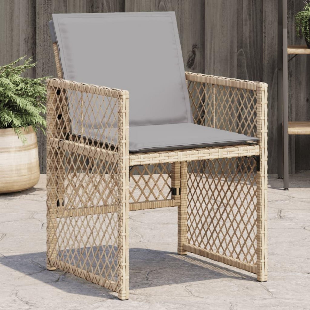 VIDAXL Chaises de jardin avec coussins lot de 4 melange beige