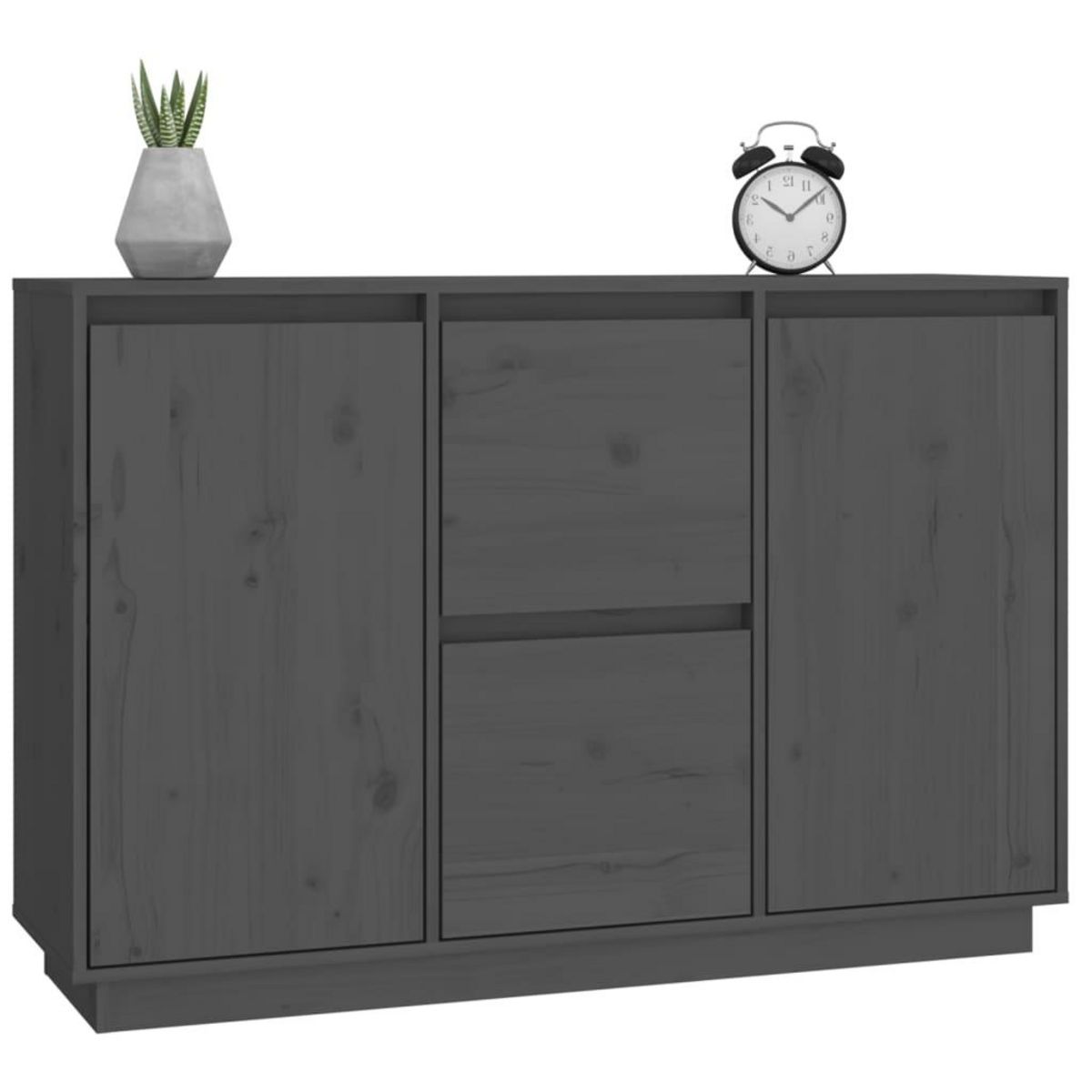 VIDAXL Buffet Gris 111x34x75 cm Bois massif de pin