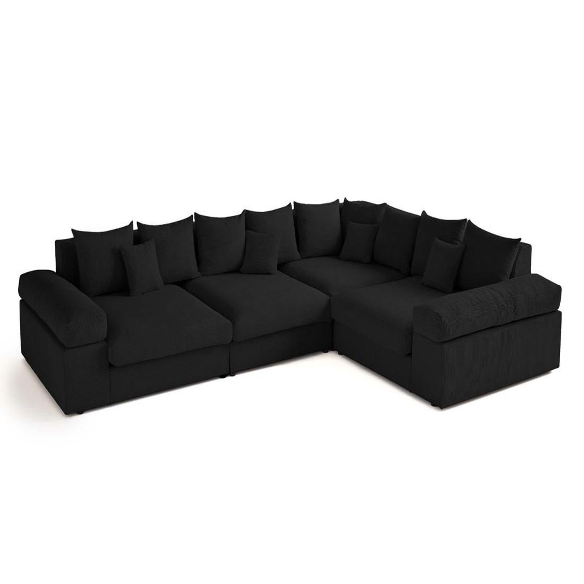 Voir la diapositive 3 : LISA DESIGN Aspen - canapé d'angle réversible 5 places - assise profonde - en velours côtelé