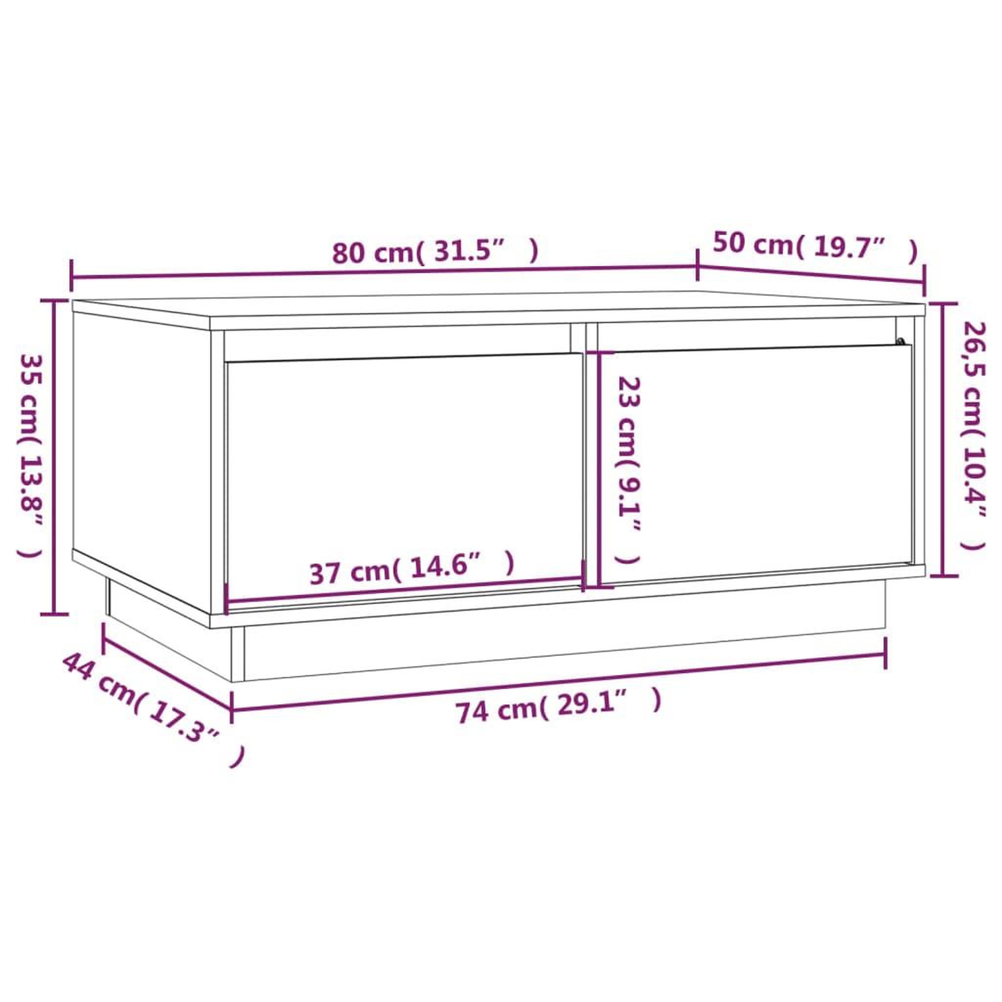 Voir la diapositive 6 : VIDAXL Table basse Noir 80x50x35 cm Bois massif de pin