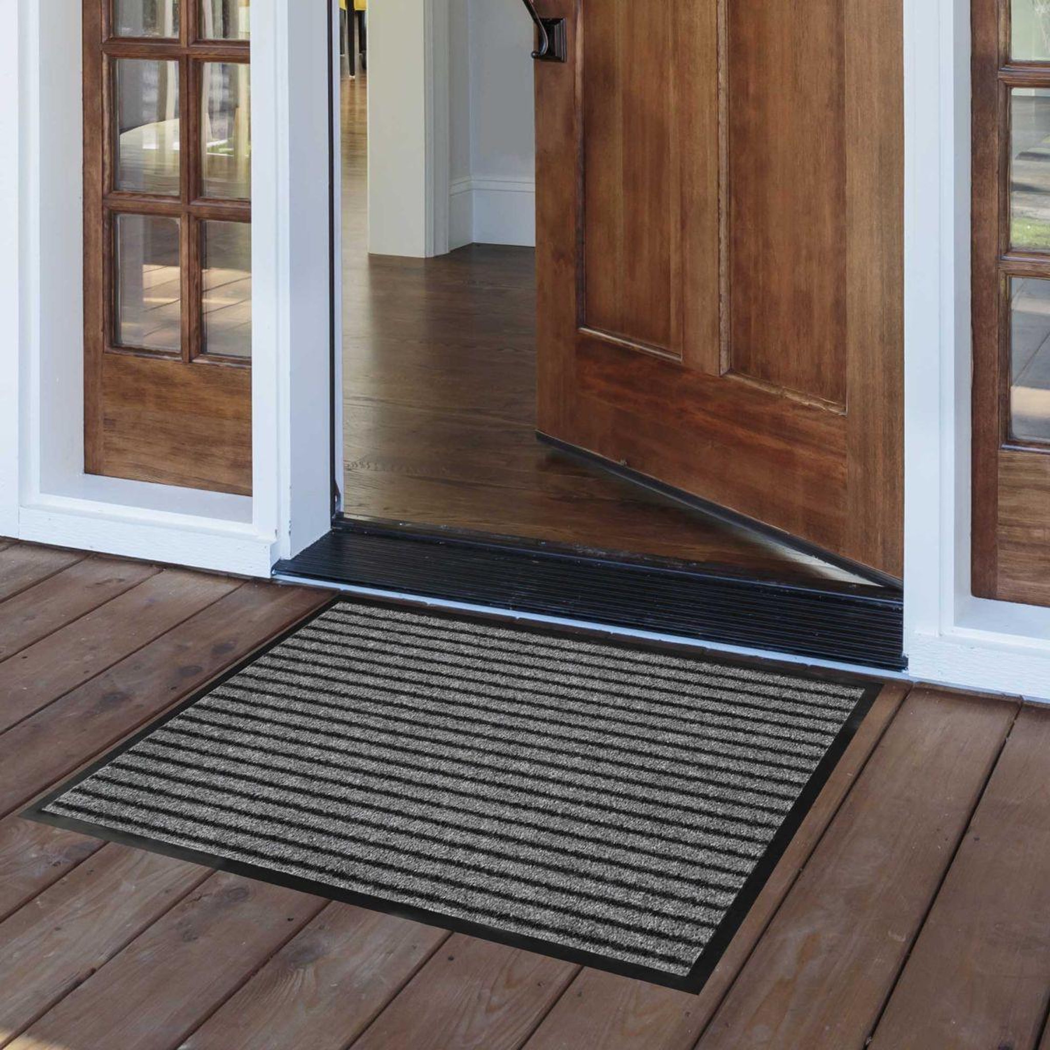 Voir la diapositive 4 : Douceur d'Intérieur Tapis d'Entrée Anti-Poussière  Toscan  50x80cm Noir & Gris