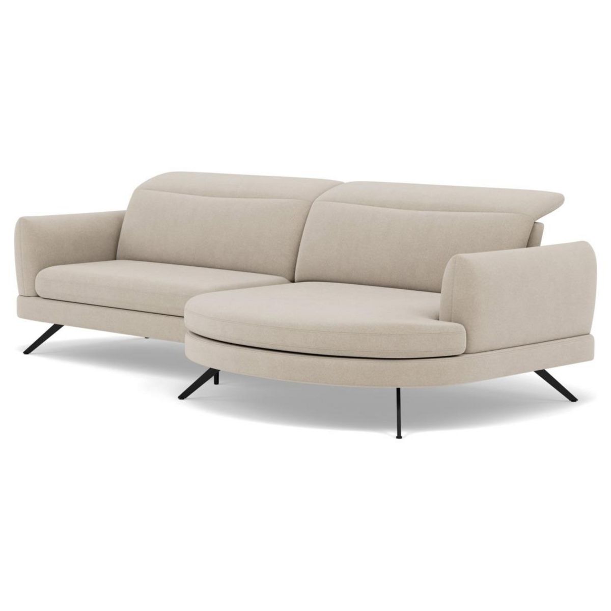 LISA DESIGN Terry - canapé d'angle droit 4 places avec têtières réglables en tissu texturé