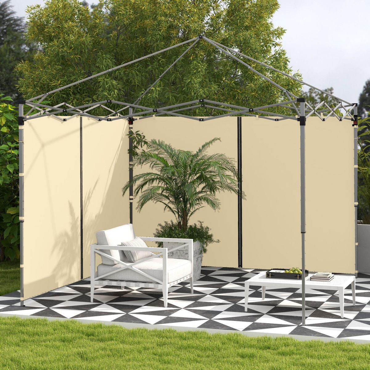 OUTSUNNY Parois latérales de rechange barnum panneaux latéraux pour tonnelle 3 x 3 ou 3 x 6 m - lot de 2 pièces - beige