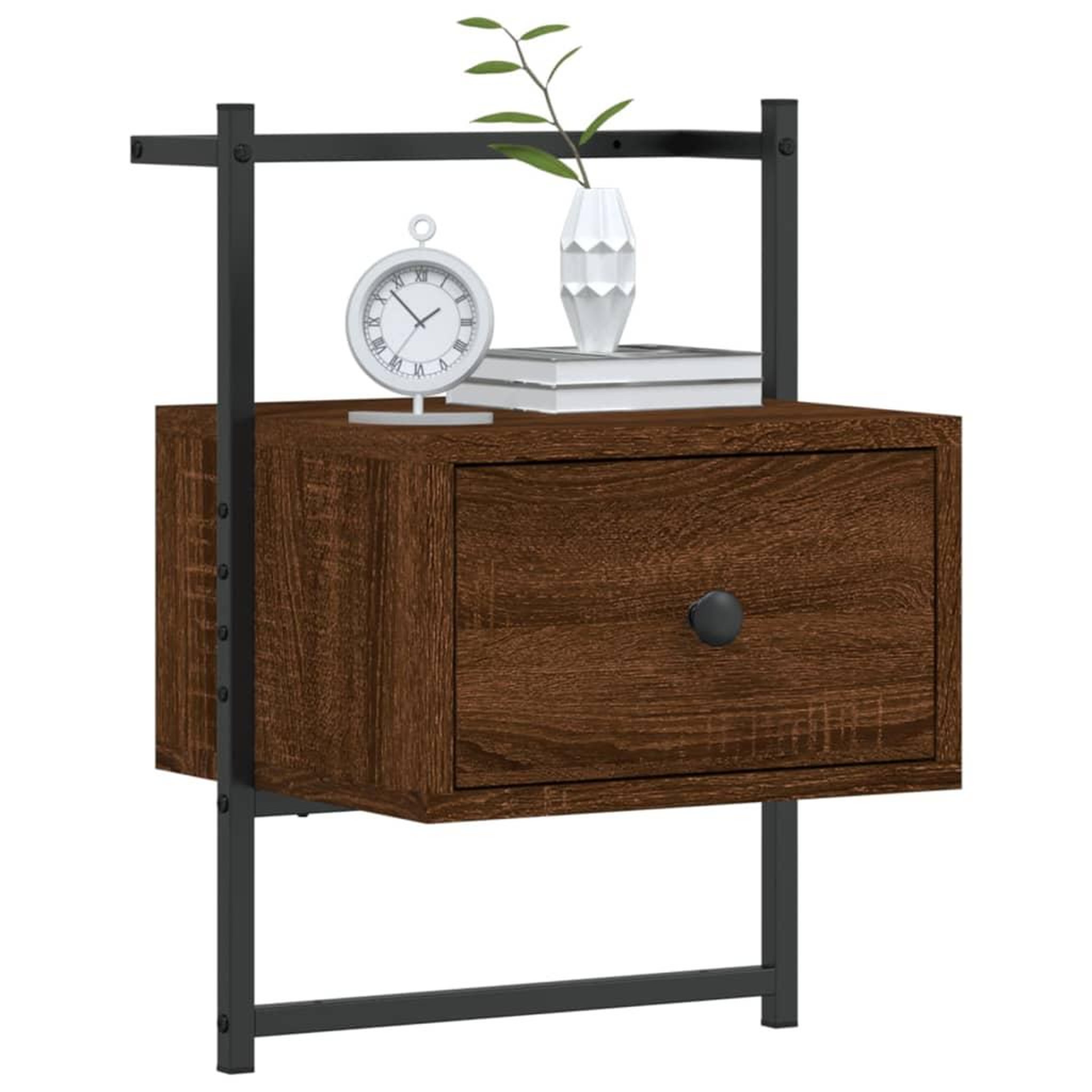 Voir la diapositive 4 : VIDAXL Table de chevet murale chene brun 35x30x51 cm bois d'ingenierie