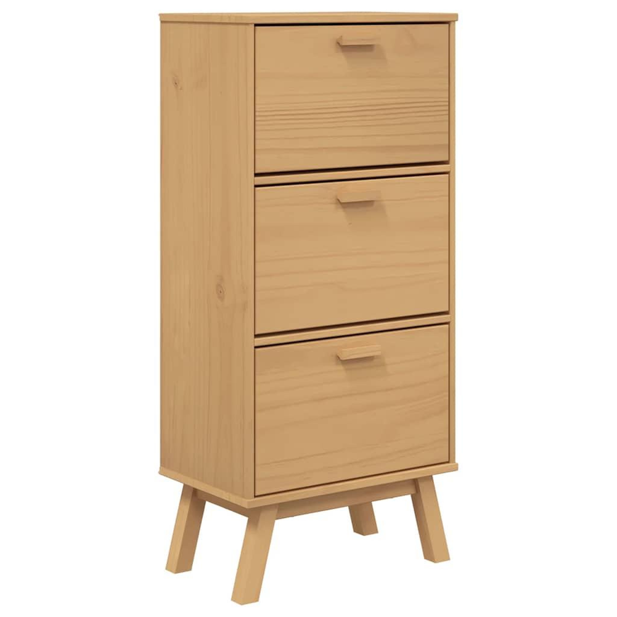 Voir la diapositive 2 : VIDAXL Armoire a chaussures OLDEN marron 55x35x120 cm bois pin massif