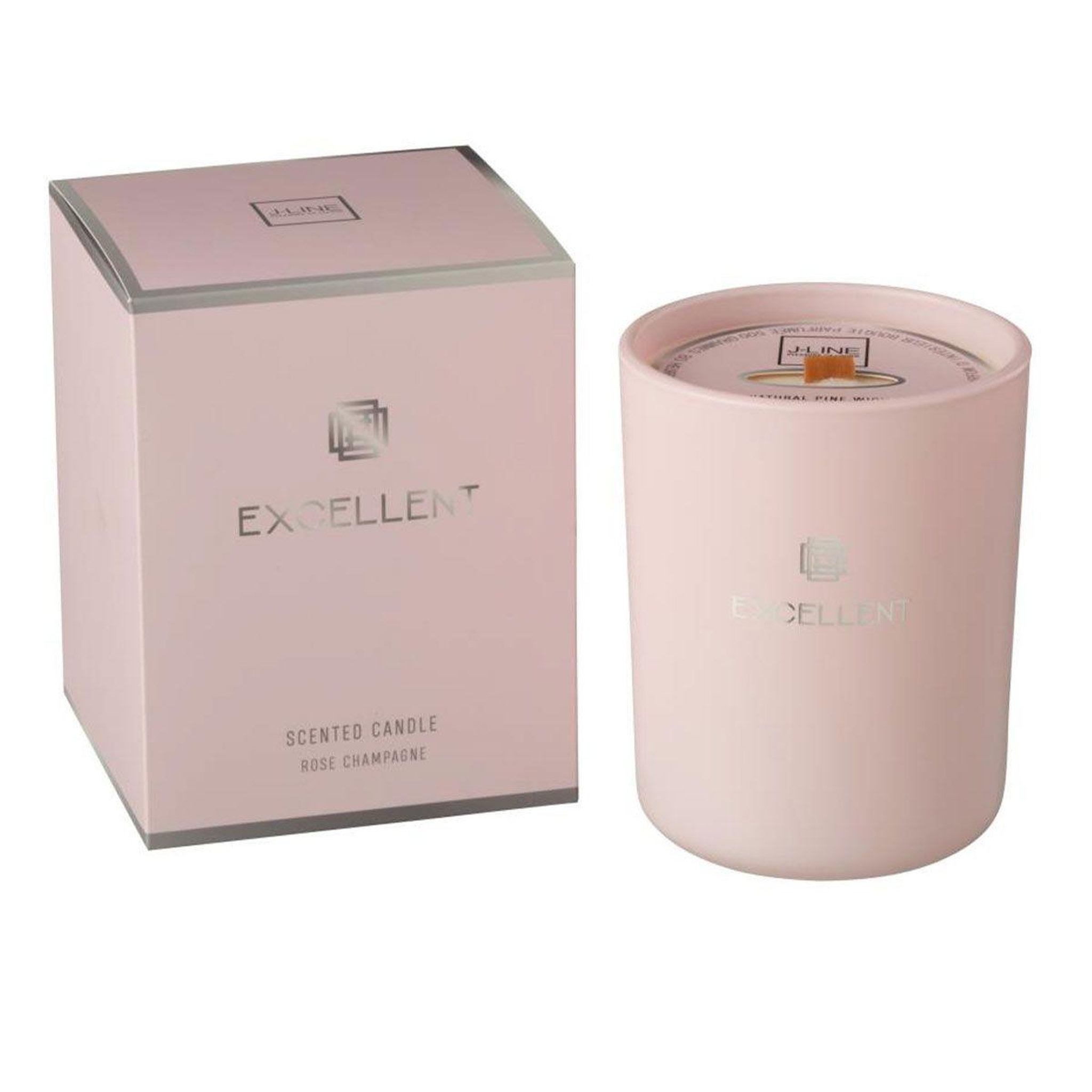 J-LINE Bougie parfumée en verre  excellent  14cm rose champagne pâle