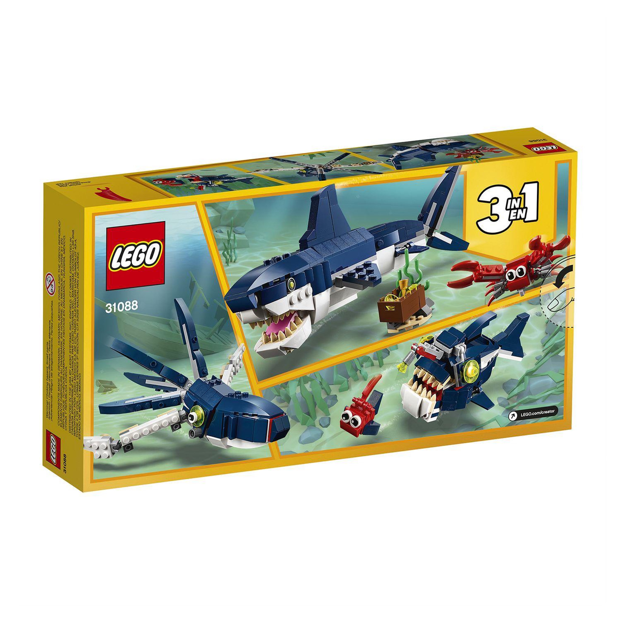 Voir la diapositive 9 : LEGO Creator 31088 - Les créatures sous-marines 3 en 1, Jouet de Construction d'Animaux Marins pour Enfants dès 7 ans 