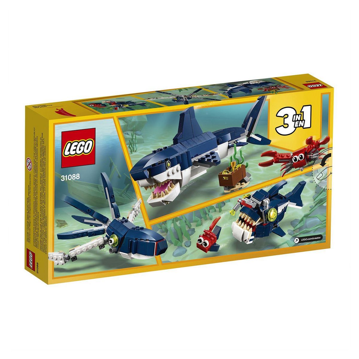 LEGO Creator 31088 - Les créatures sous-marines 3 en 1, Jouet de Construction d'Animaux Marins pour Enfants dès 7 ans 