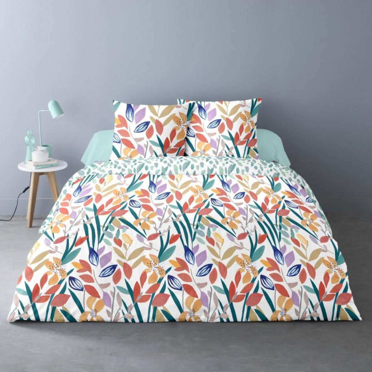 Dourev Housse de couette 240x220 THALIA + 2 taies Percale de coton