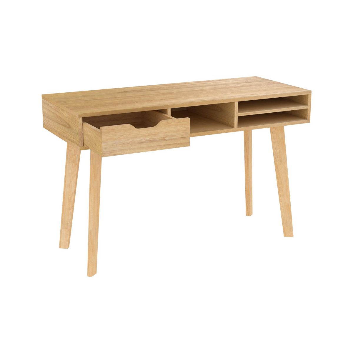 Rendez vous déco Bureau 1 tiroir et 3 niches en bois clair - Moka