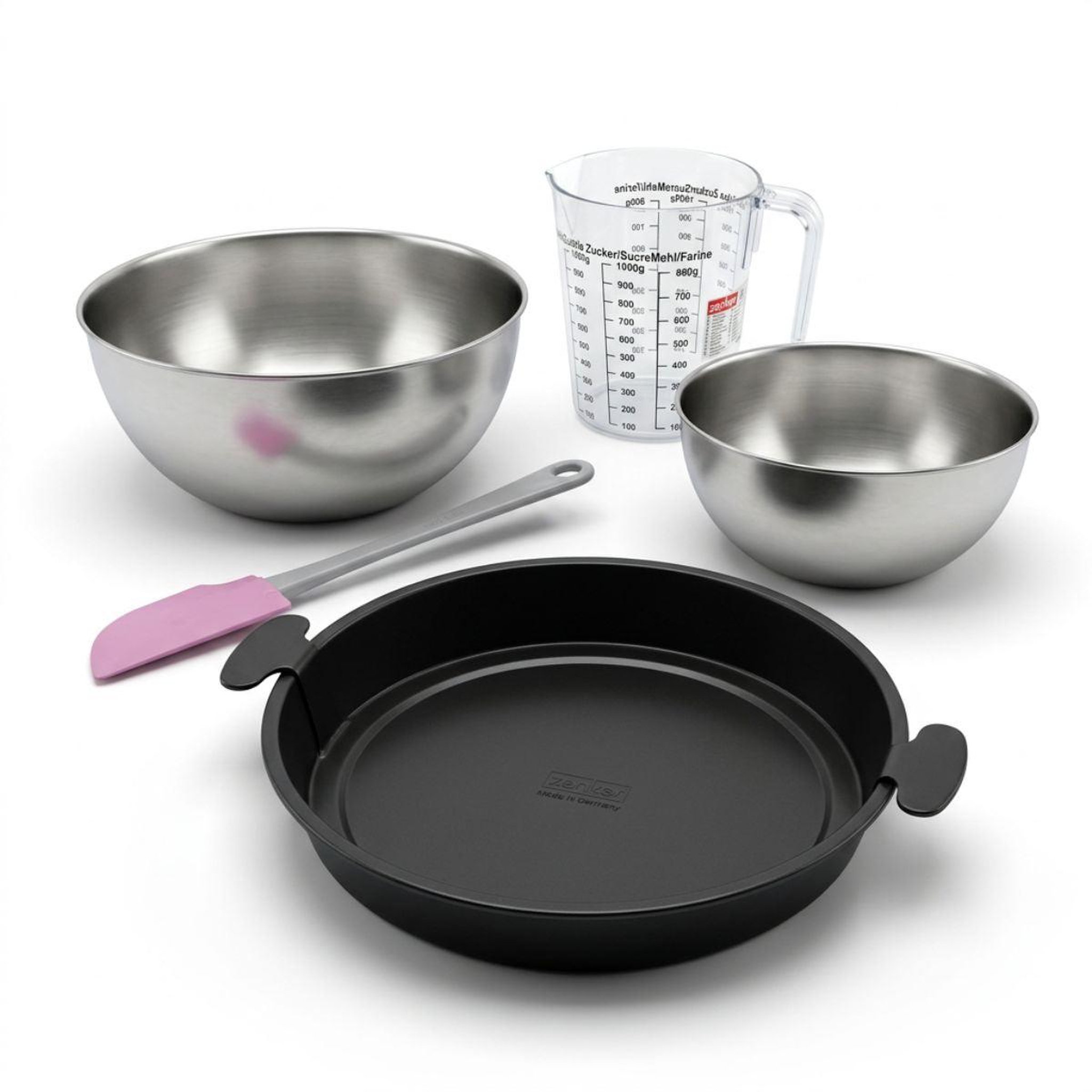 ZENKER Set de 5 ustensiles de pâtisserie moule à quiche bol à mixer spatule pâtisserie et verre doseur black metallic black mettallic zenker  black mettallic