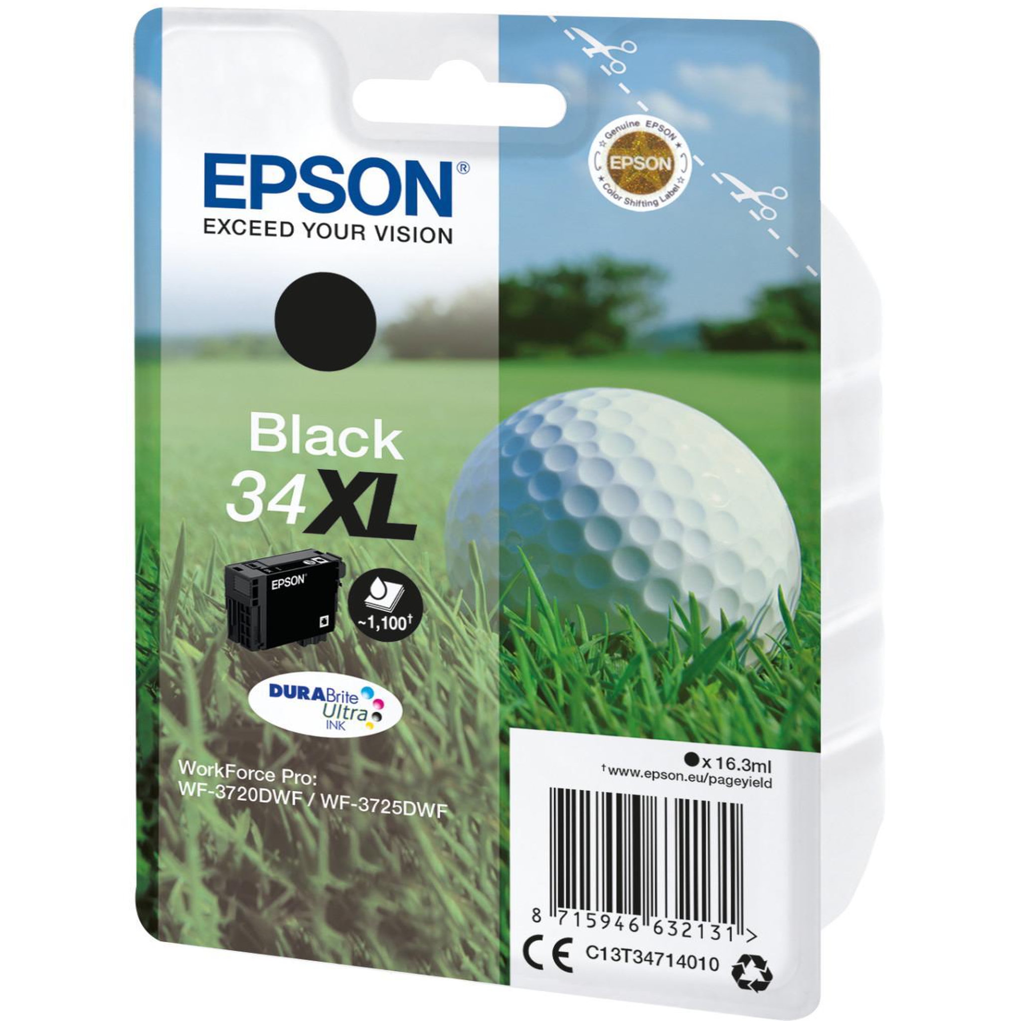 Voir la diapositive 3 : Epson Cartouche d'encre T3471 Noire XL Série Balle de golf
