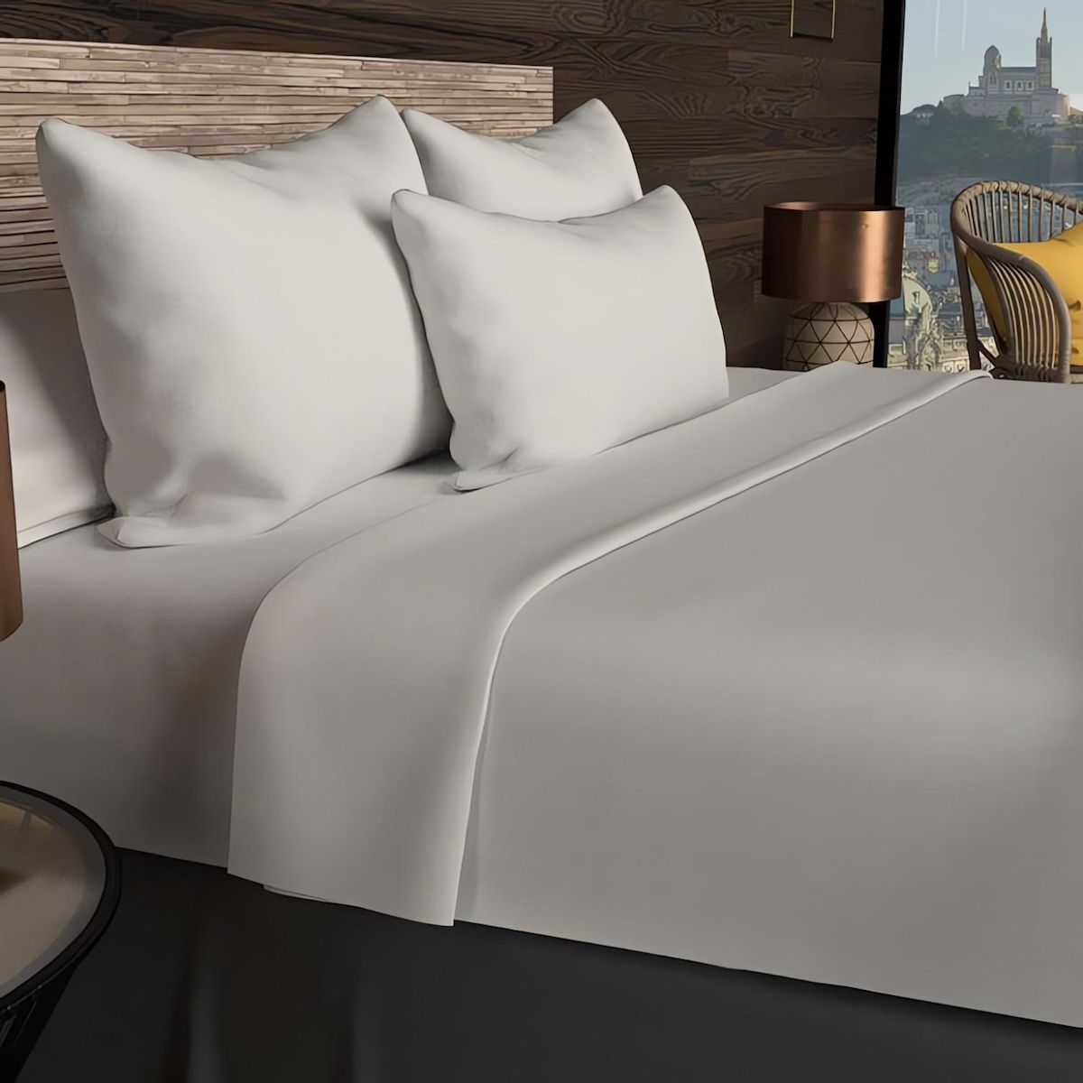 SOLEIL D'OCRE Drap housse en coton 57 fils UNI, par Soleil d'ocre