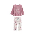 Petit Béguin Pyjama enfant 2 pièces en velours rose Louisa. Coloris disponibles : Rose