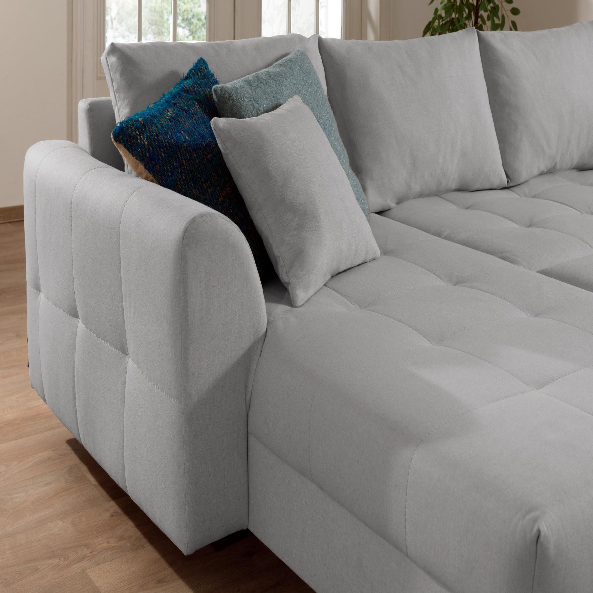 Voir la diapositive 5 : LISA DESIGN Rune - canapé panoramique - avec pouf d'appoint - 7 places - style scandinave - droit