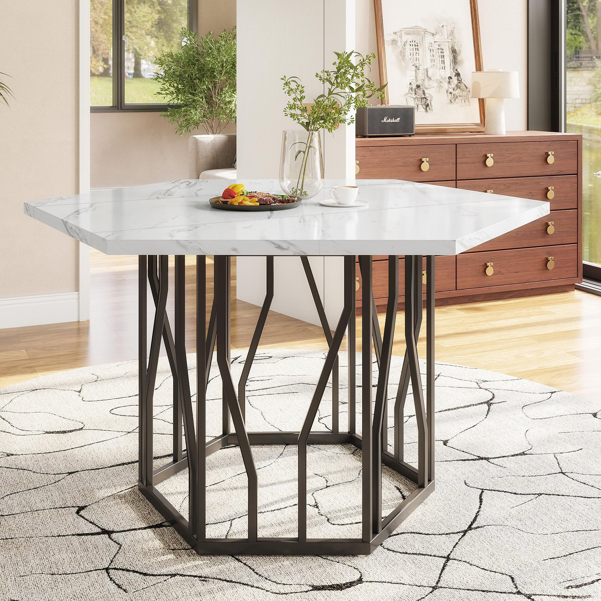 Voir la diapositive 2 : MERAX Table à manger hexagonale
