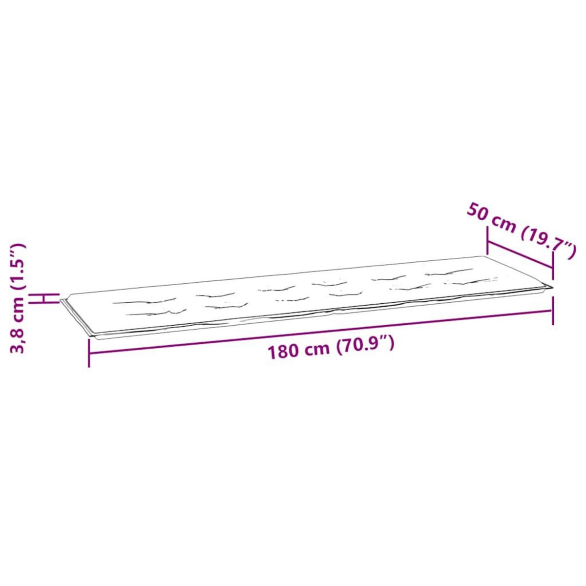 VIDAXL Coussin de banc de jardin bleu marine 180x50x3 cm tissu oxford