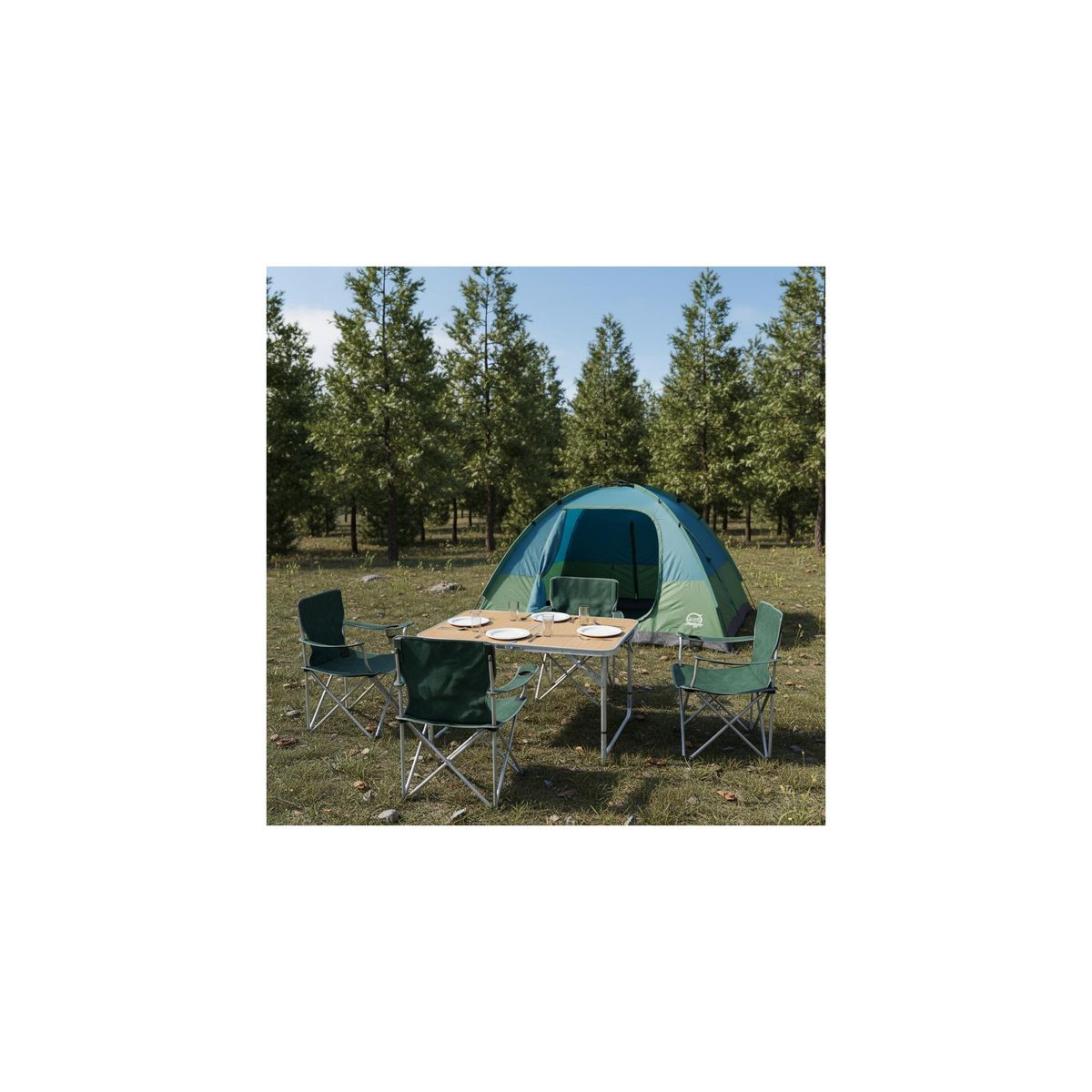 O'Camp Lot de 2 tables de camping pliables 6 places - O'Camp - Forme valise - 120 x 70 x 60 cm