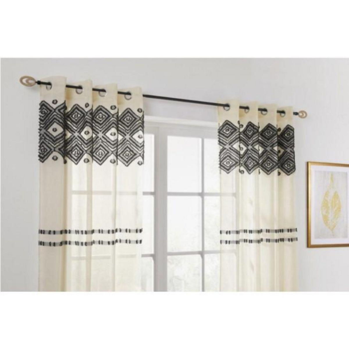 ATMOSPHERA Tringle Extensible  Elli  120x210cm Noir & Naturel