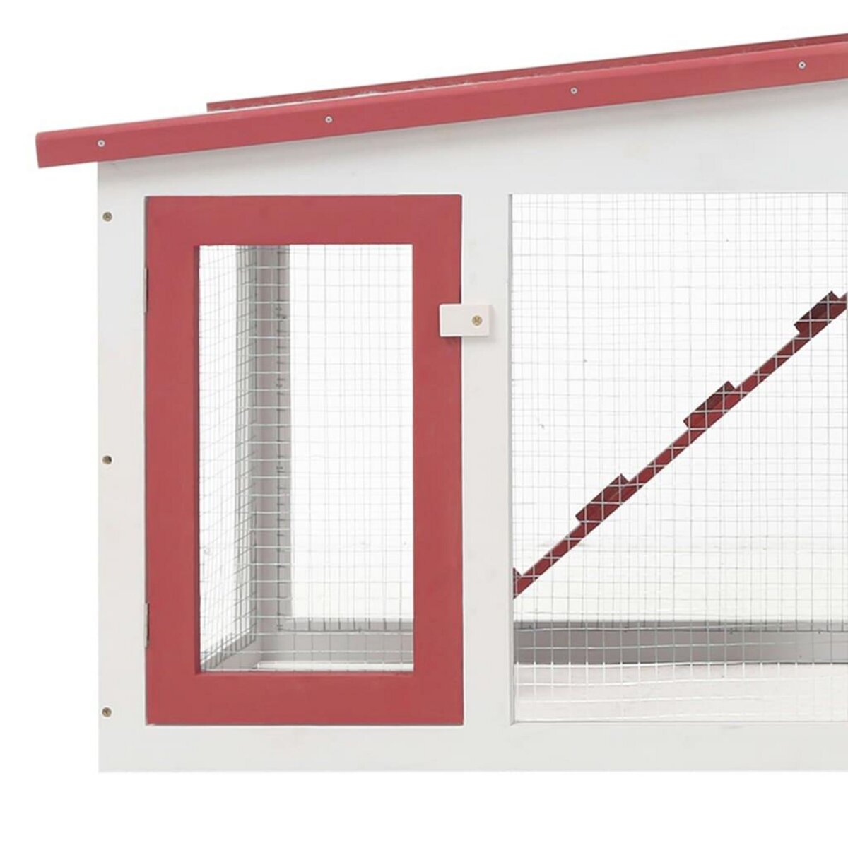 VIDAXL Clapier large d'exterieur Rouge et blanc 204x45x85 cm Bois