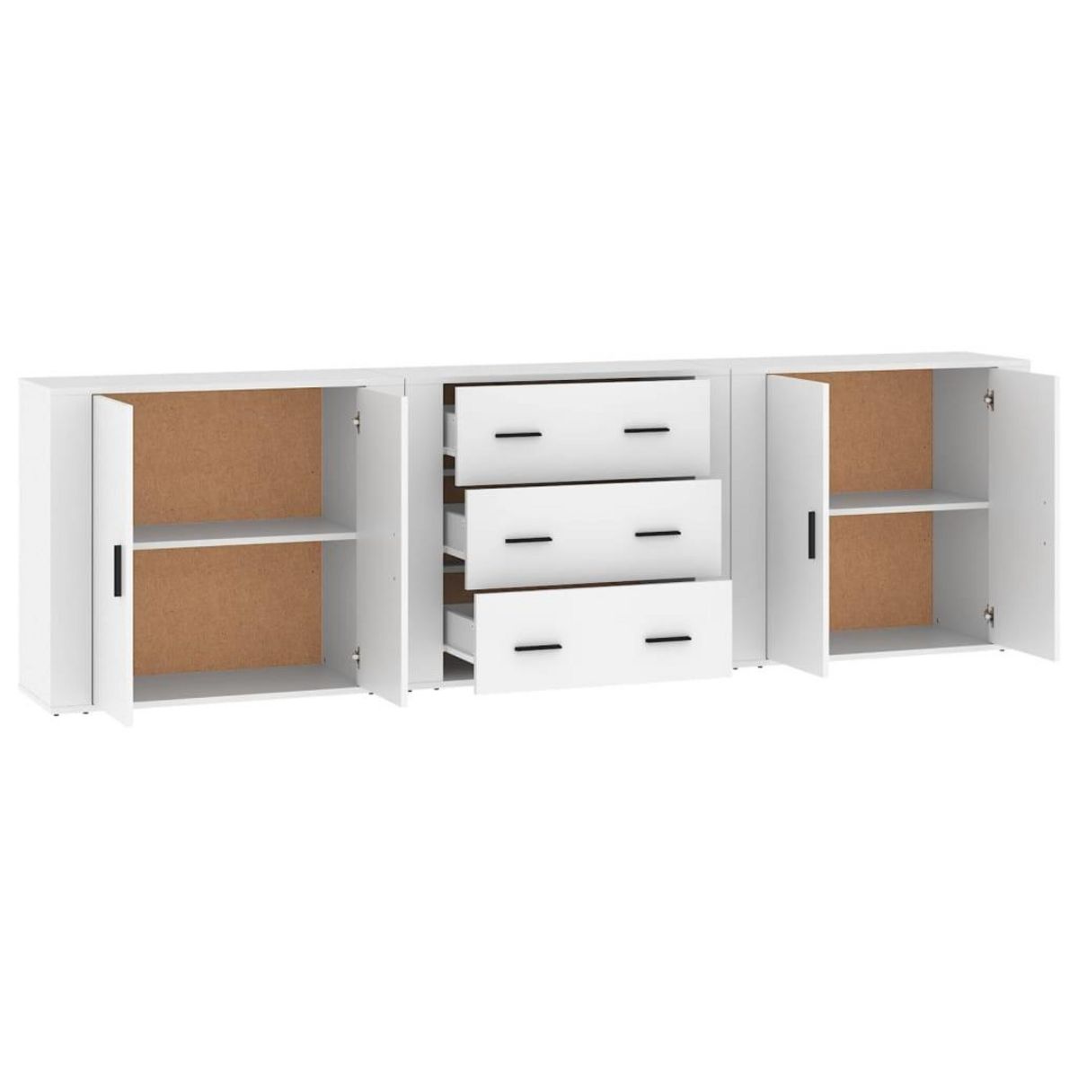 VIDAXL Buffets 3 pcs Blanc Bois d'ingenierie