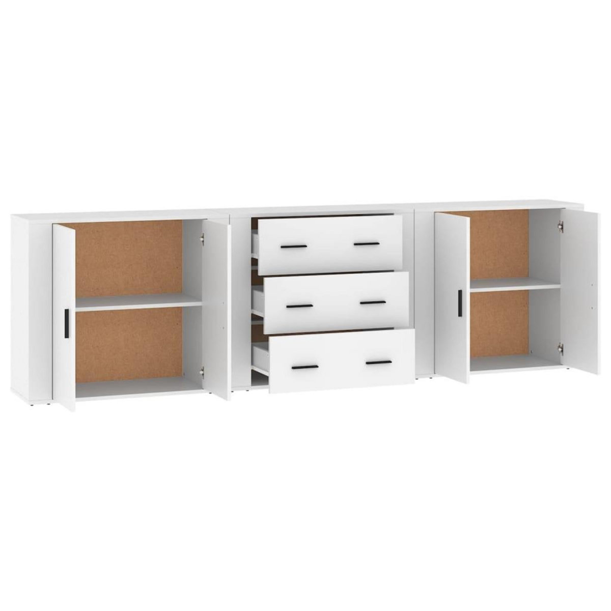 VIDAXL Buffets 3 pcs Blanc Bois d'ingenierie