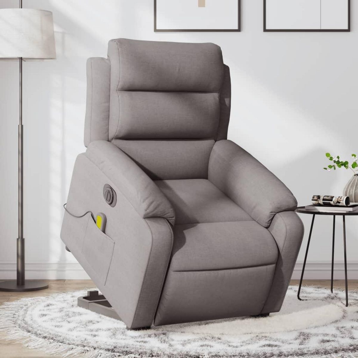 VIDAXL Fauteuil inclinable de massage electrique Taupe Tissu