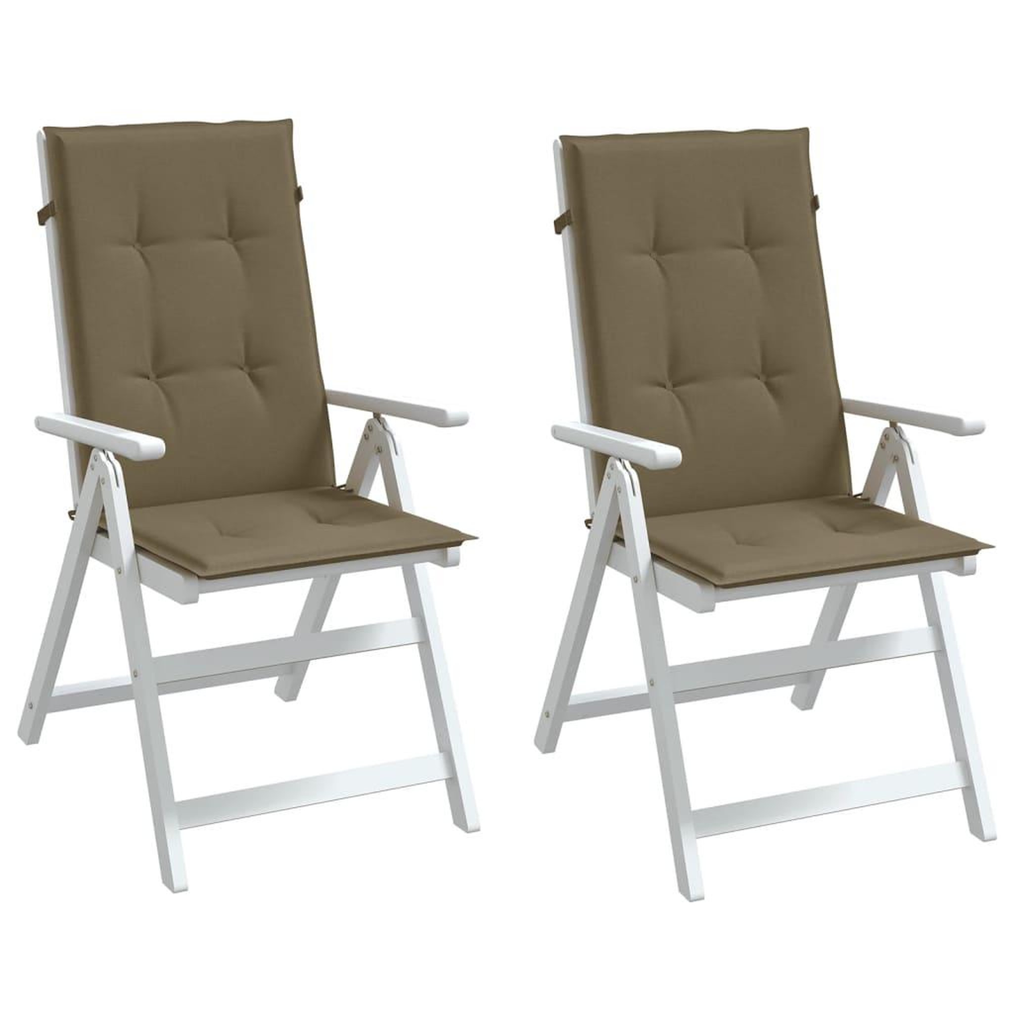 VIDAXL Coussins de chaise a dossier haut lot de 2 taupe melange tissu