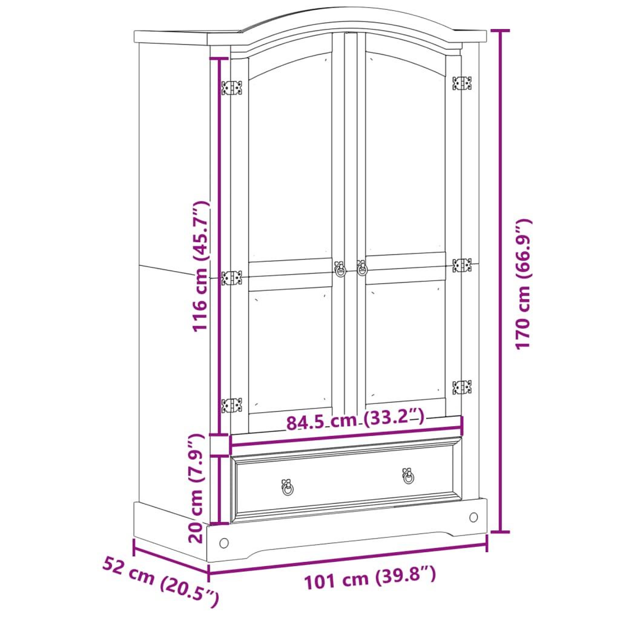 Voir la diapositive 6 : VIDAXL Garde-robe  101x52x170 cm bois de pin massif