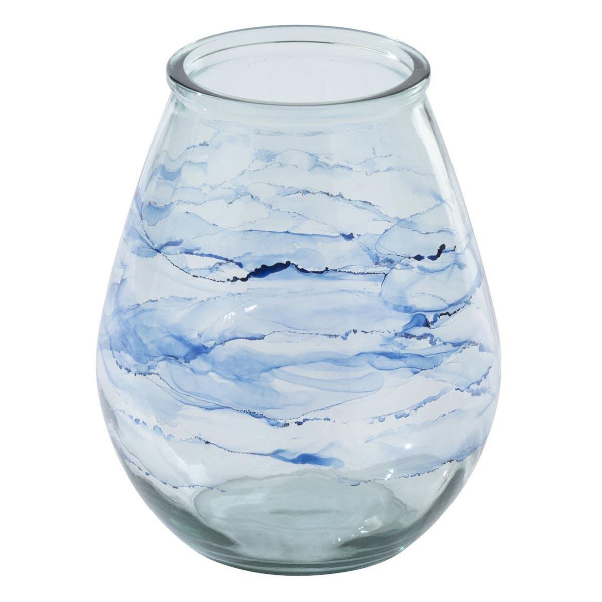 Paris Prix Photophore Design en Verre  Vague  35cm Bleu