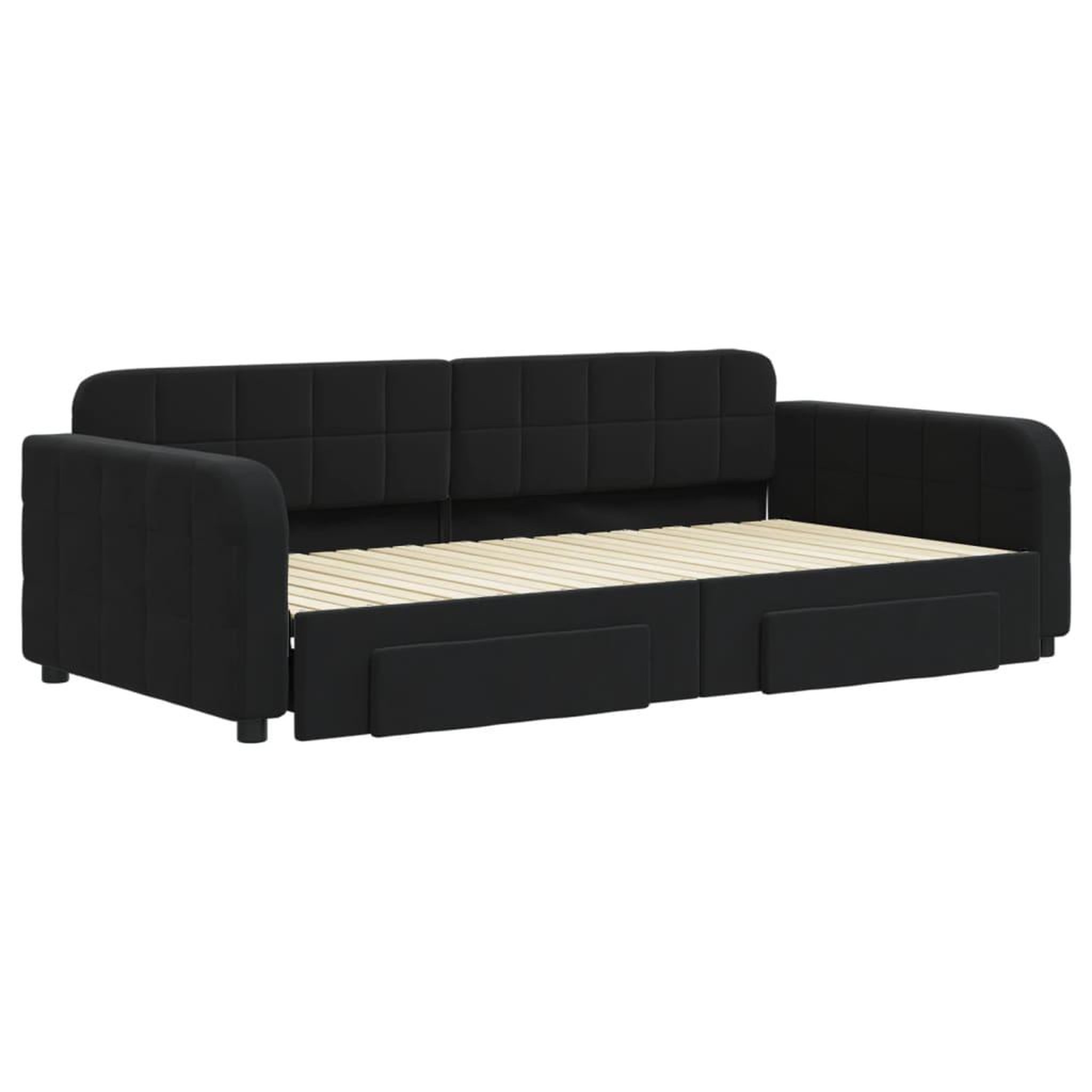 Voir la diapositive 3 : VIDAXL Lit de jour avec gigogne et tiroirs sans matelas noir 100x200cm