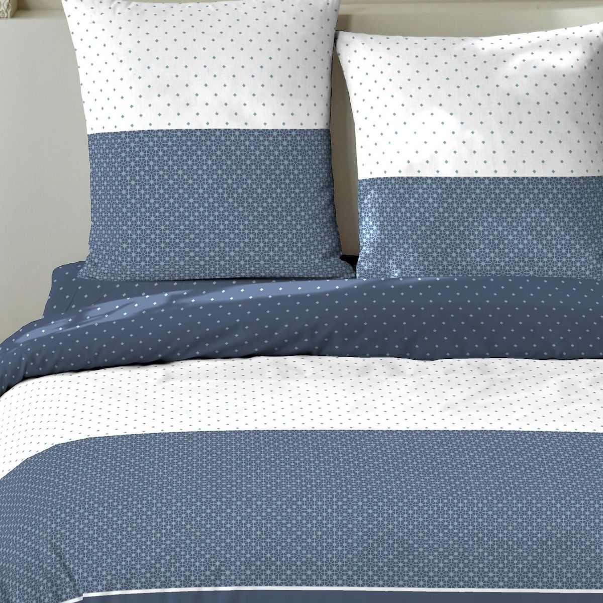 Home collection Parure housse de couette 3 pcs 240x220 cm 100% coton 51 fils cini