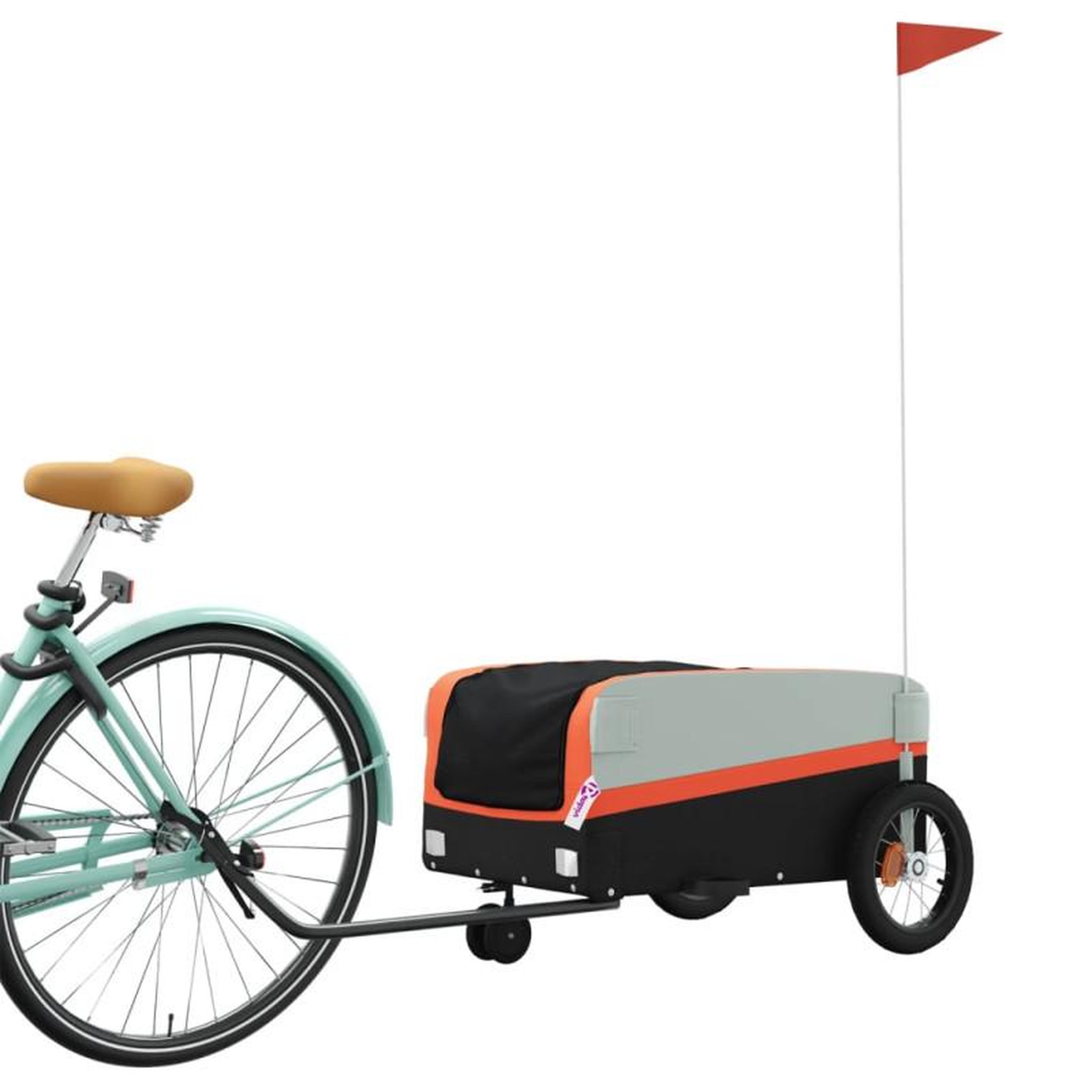 Voir la diapositive 3 : VIDAXL Remorque de vélo noir et orange 30 kg fer