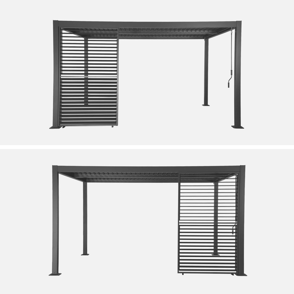 SWEEEK Persienne à lames orientables 130cm pour pergola bioclimatique aluminium anthracite Palace