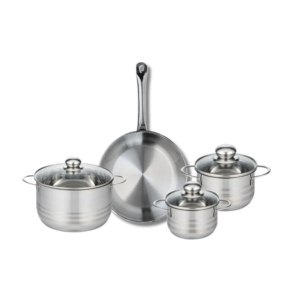 ELO Ensemble de 1 Poêle de cuisson 28 cm et 3 faitouts 14, 16 et 20 cm Elo Profi Brillant