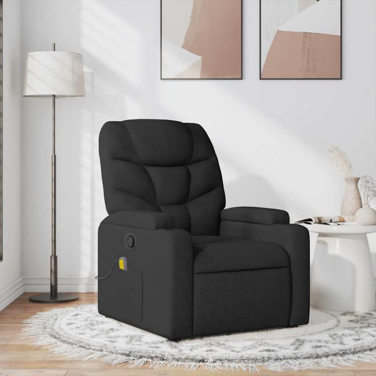 VIDAXL Fauteuil de massage inclinable Noir Tissu