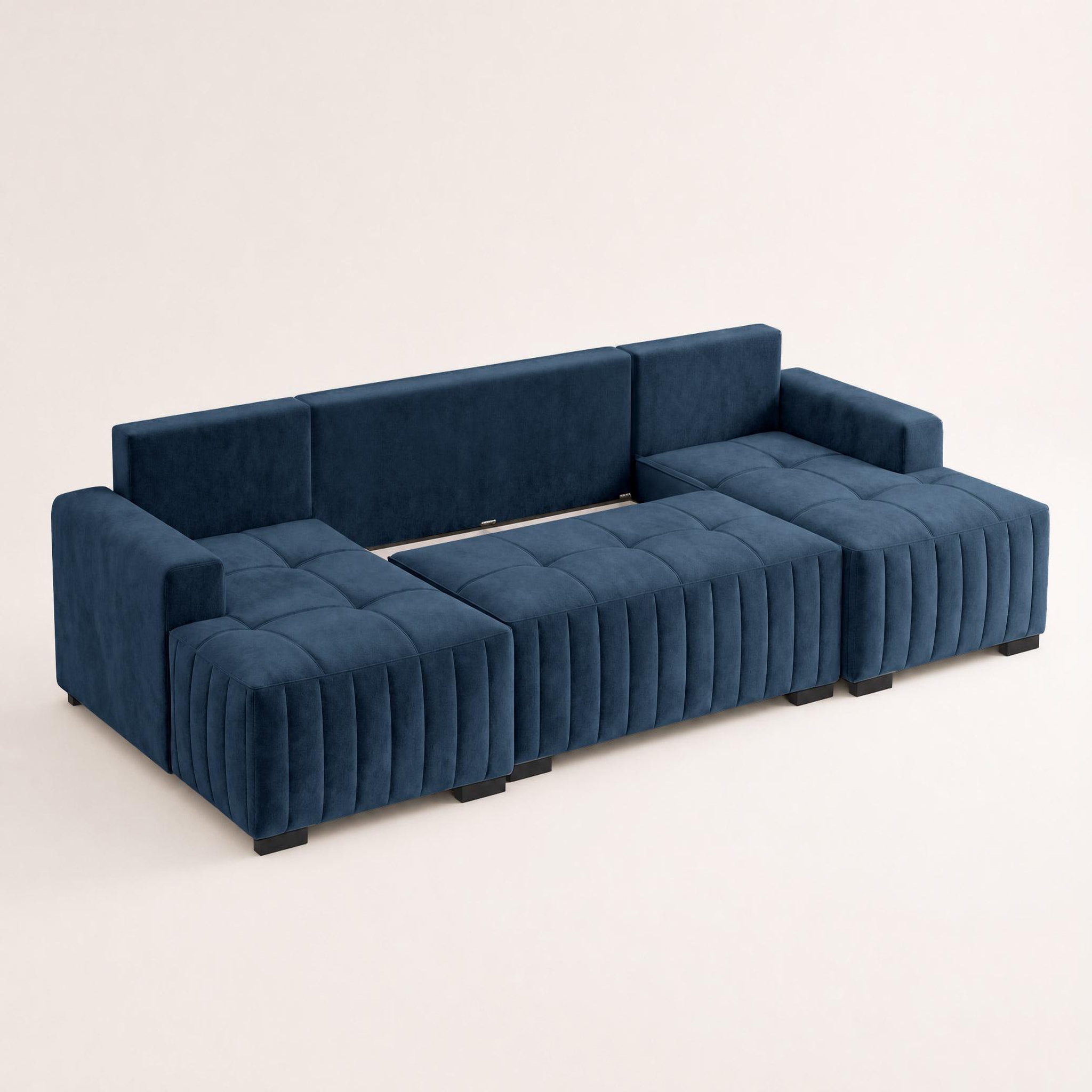 Voir la diapositive 5 : BEST MOBILIER Lazare - canapé panoramique en u 7 places convertible avec coffre en velours