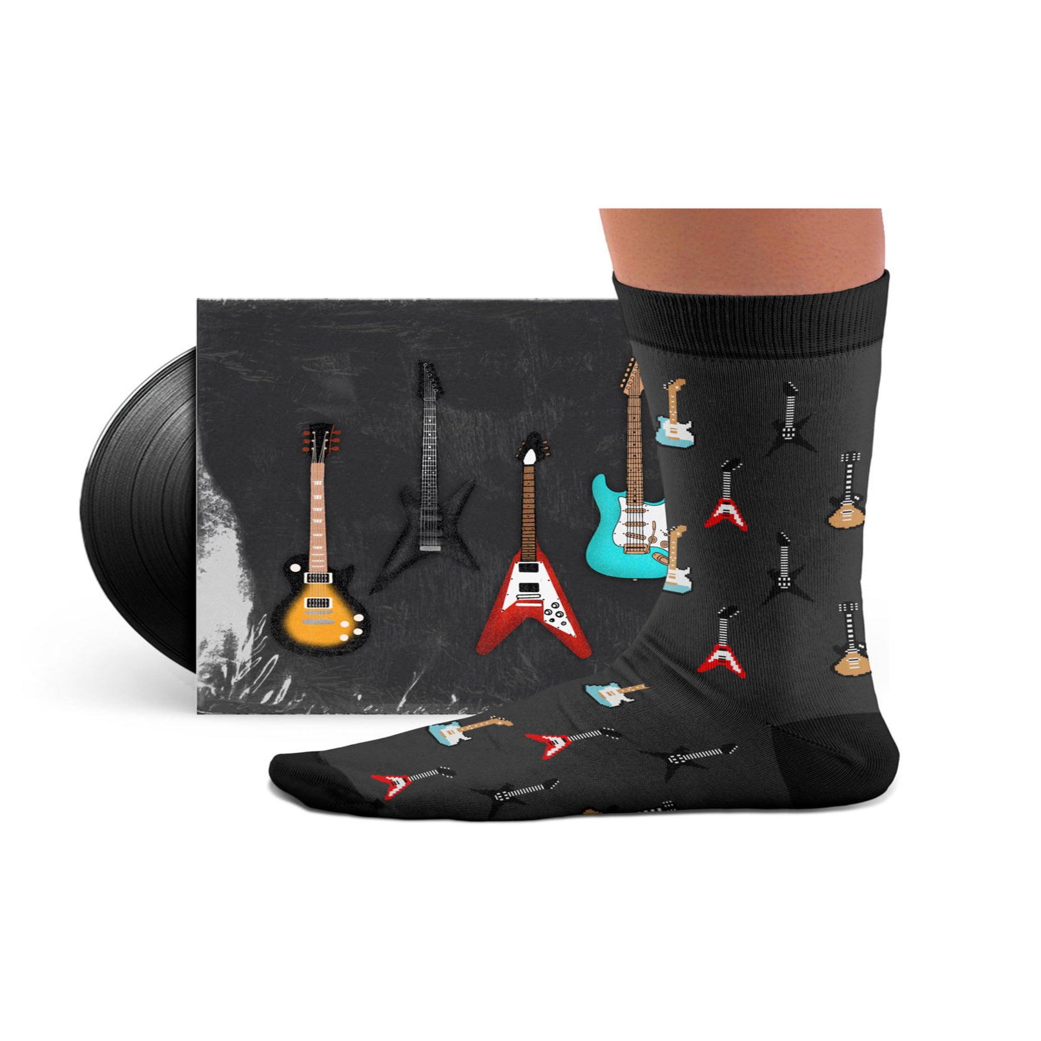Voir la diapositive 3 : SOCK AFFAIRS Chaussettes rock guitares six cordes noires