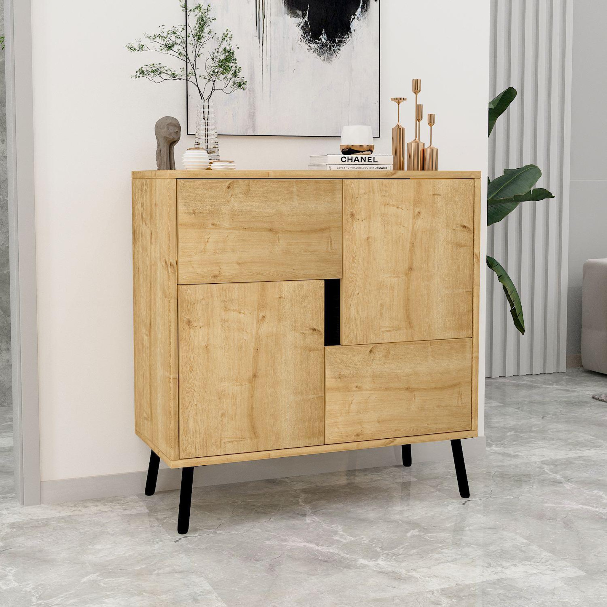 Voir la diapositive 2 : Habitat et Jardin Buffet en bois  darien  - 76 x 35 x 79 cm - beige