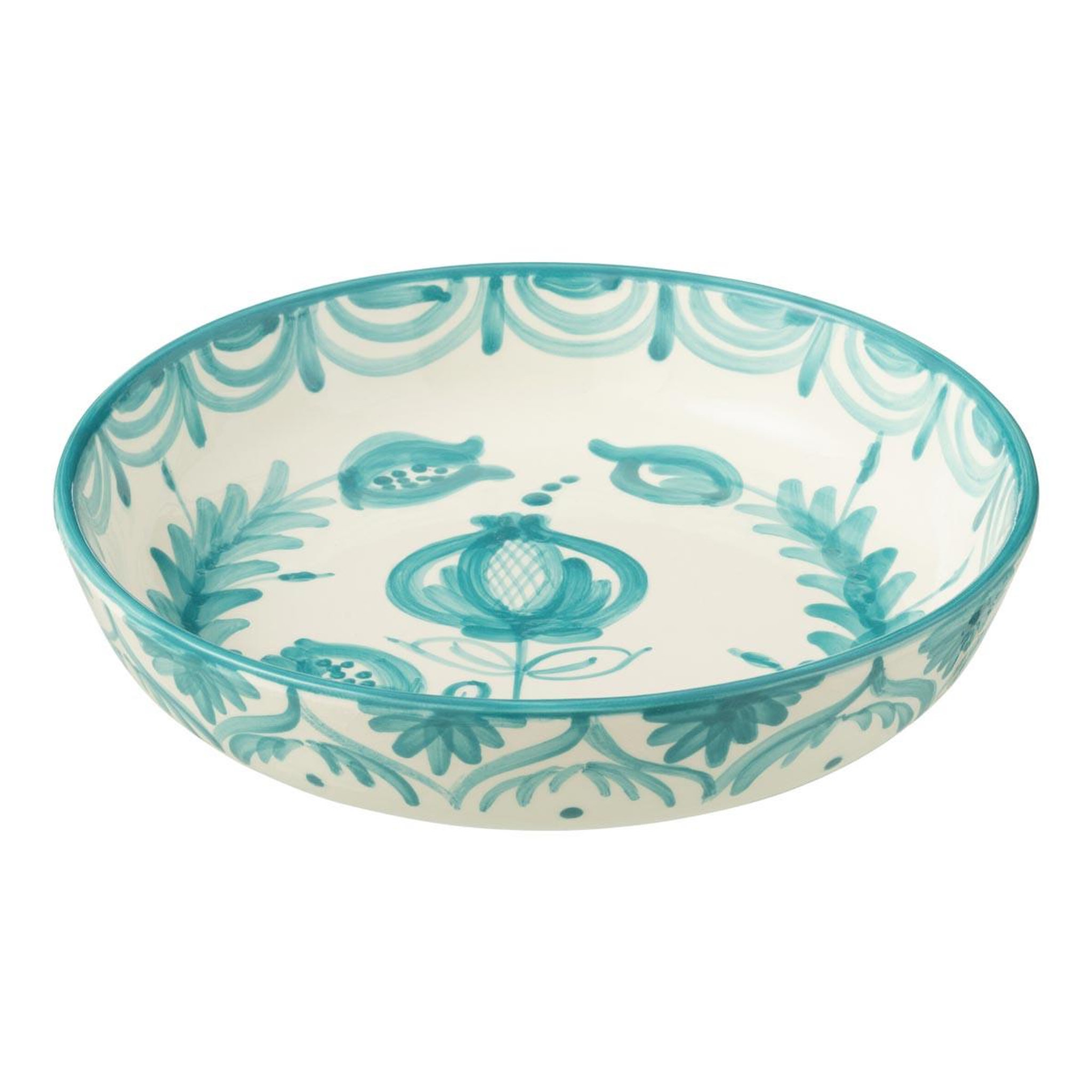 J-LINE Coupelle Basse en Céramique  Granada  25cm Bleu Aqua