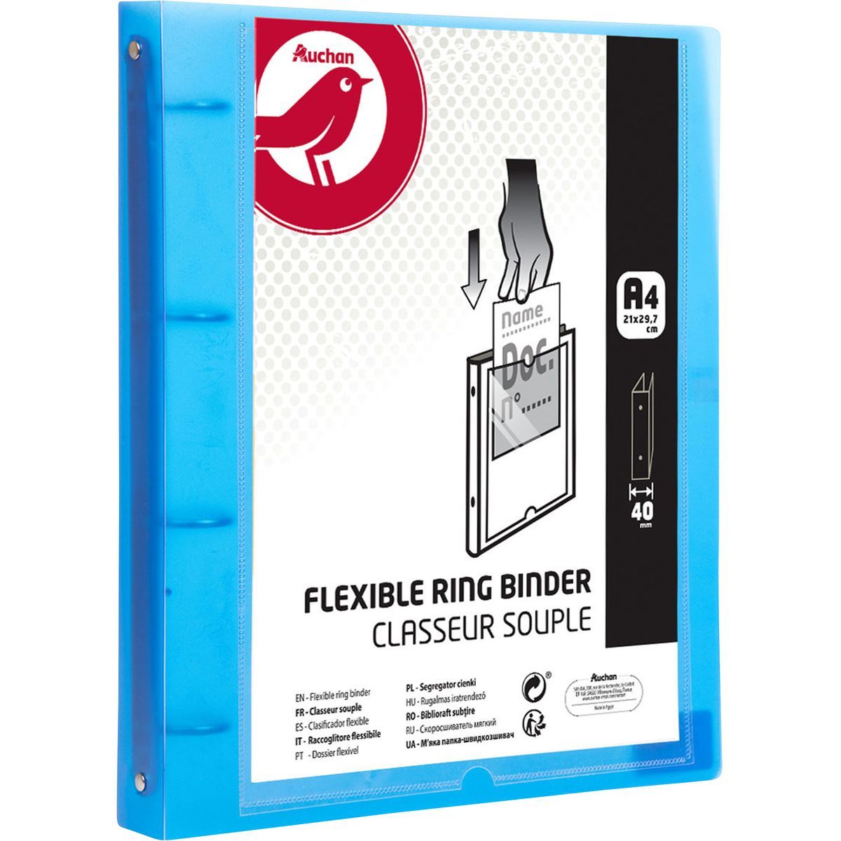 Viquel - Classeur Souple A4 MAXI Personnalisable - 4 Anneaux - Dos 4cm - Pour Documents A4 - Vert Translucide
