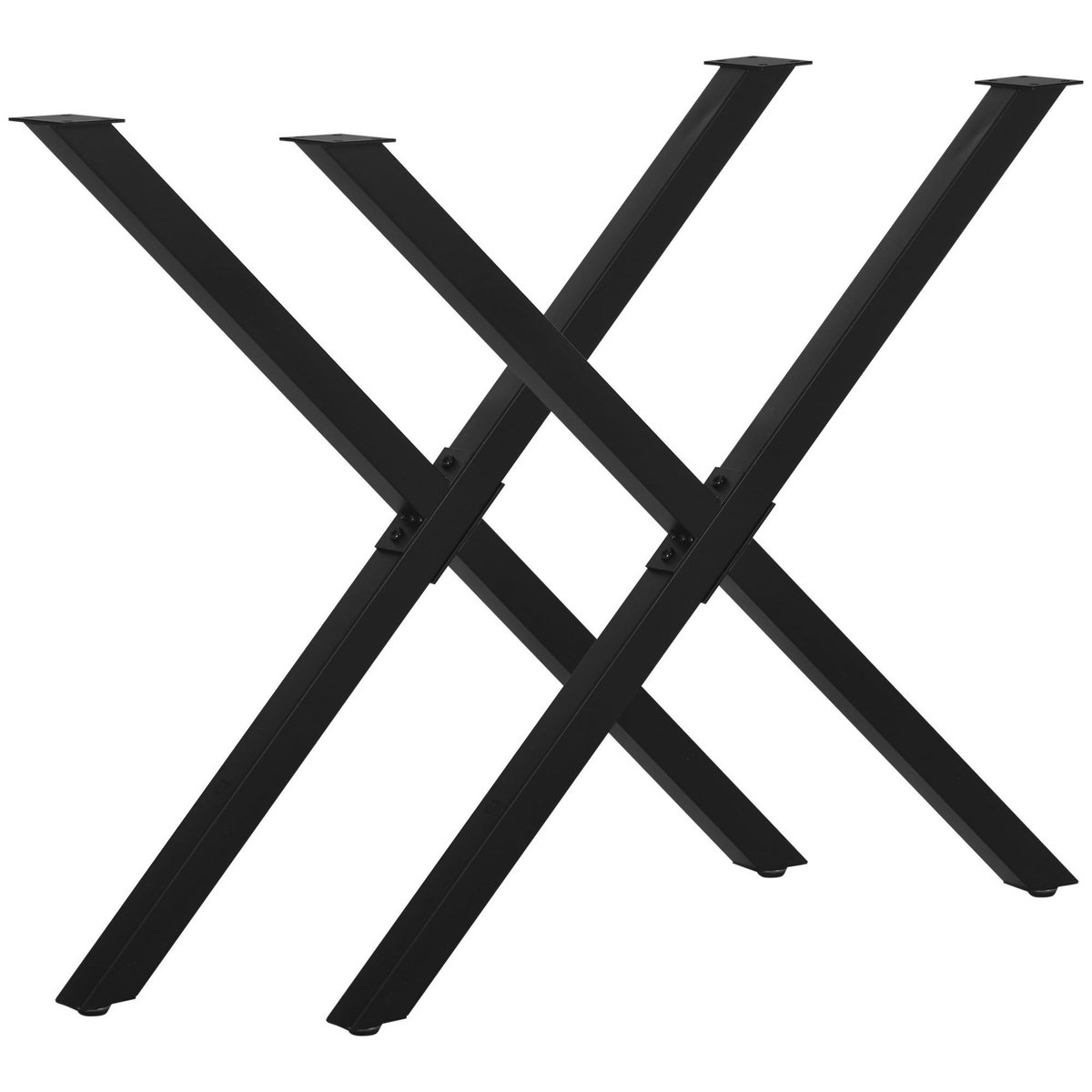 HOMCOM Lot de 2 pieds de table design industriel en croix - piètement antidérapant - dim. 80L x 4l x 72H cm - acier époxy noir